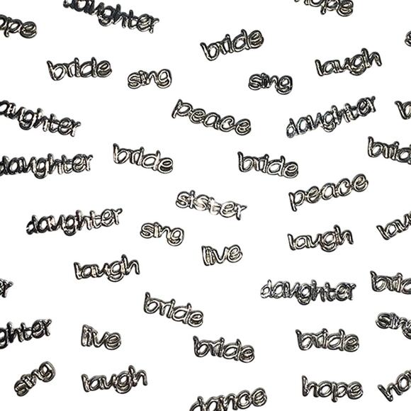 Lot of 60+ Pcs Floating Locket Silver Charms Words Daughter Bride Love Dance Mom - Picture 6 of 9